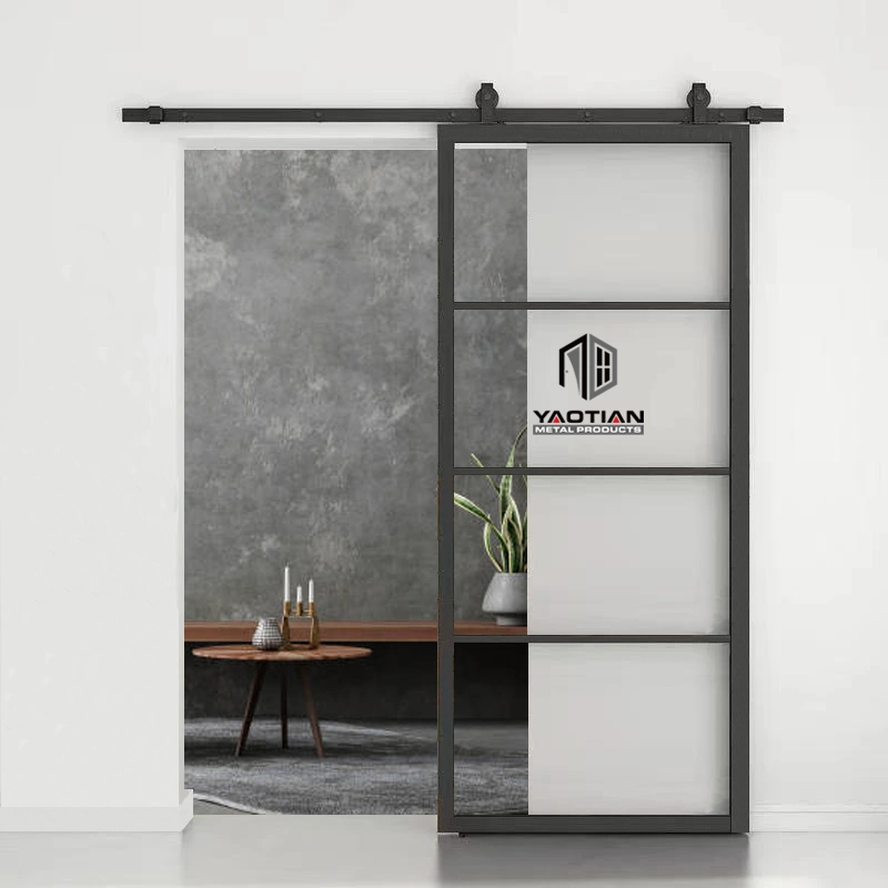 Modern Prefinished Decorative Black Fluted Glass Interior Door