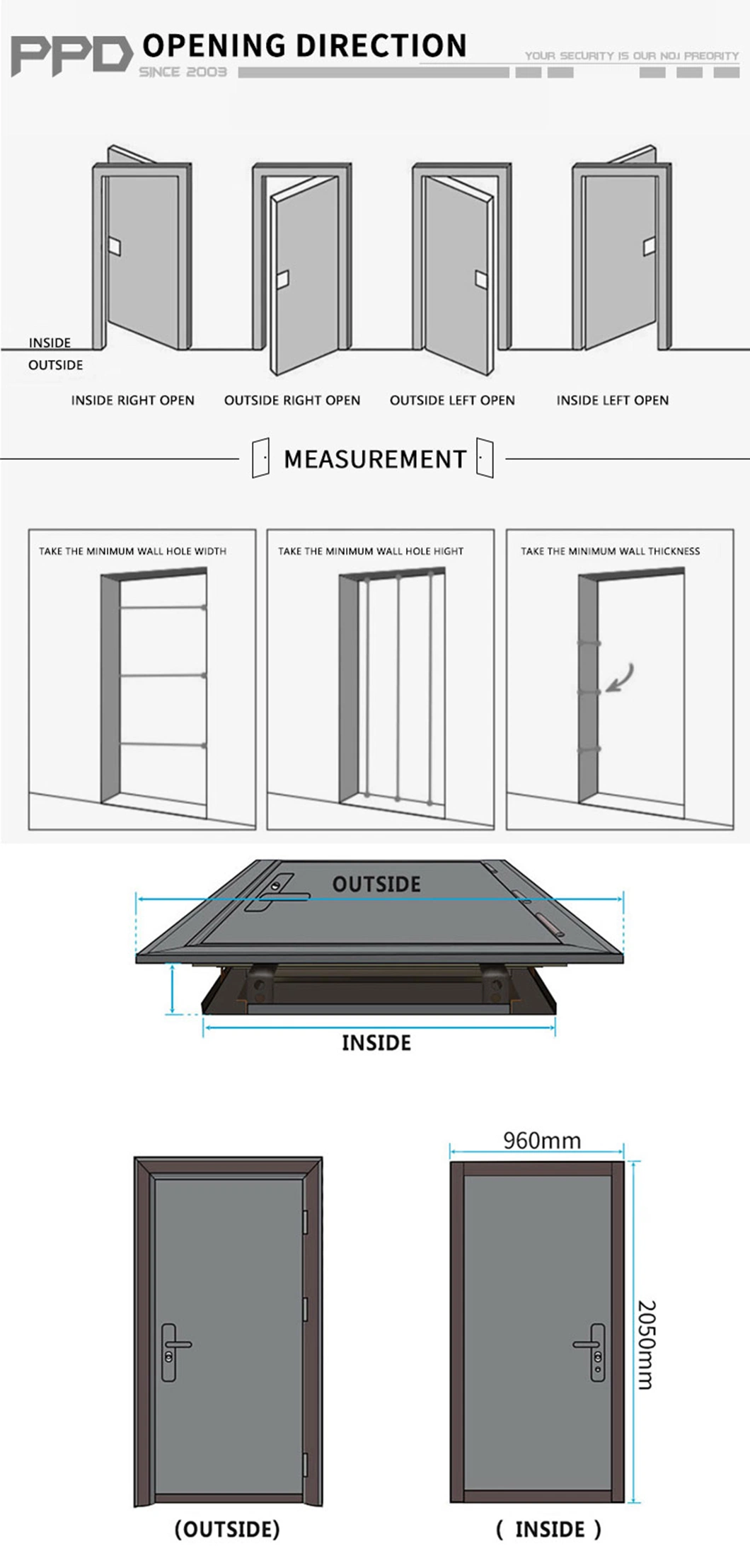 Flat Surface Heat Transfer Steel Entry Doors