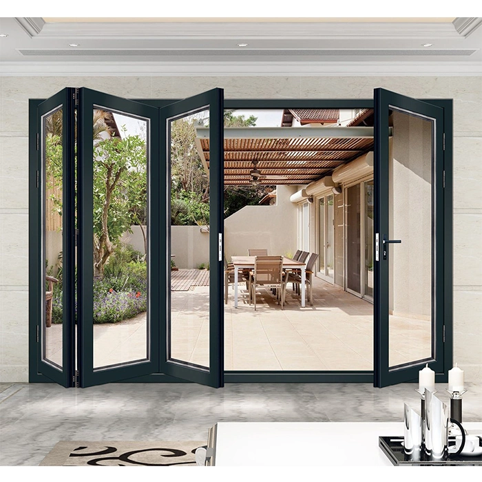 North America Standard Aluminium Doors and Windows Double Clear Tampered Glass Aluminum Folding Door for House