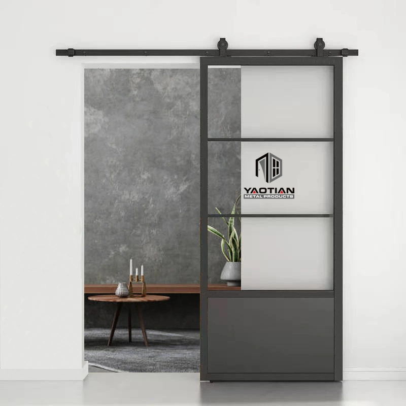 Modern Prefinished Decorative Black Fluted Glass Interior Door